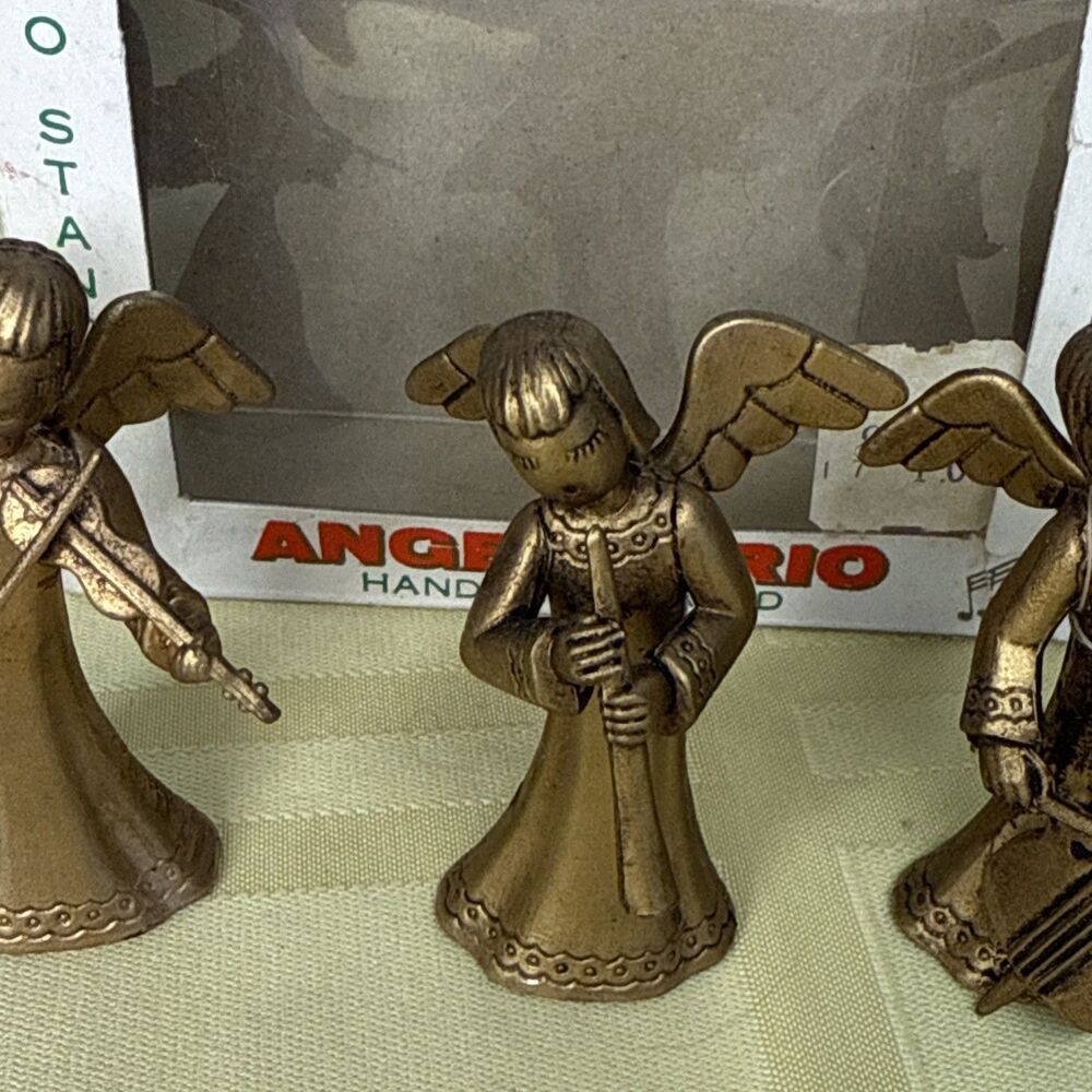Vintage Hard Plastic Musical Angel Ornament Trio Made in British Hong Kong - Picture 3 of 13